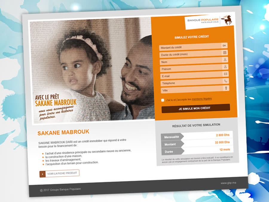 Landing page avec simulateur de crédit pour une banque marocaine